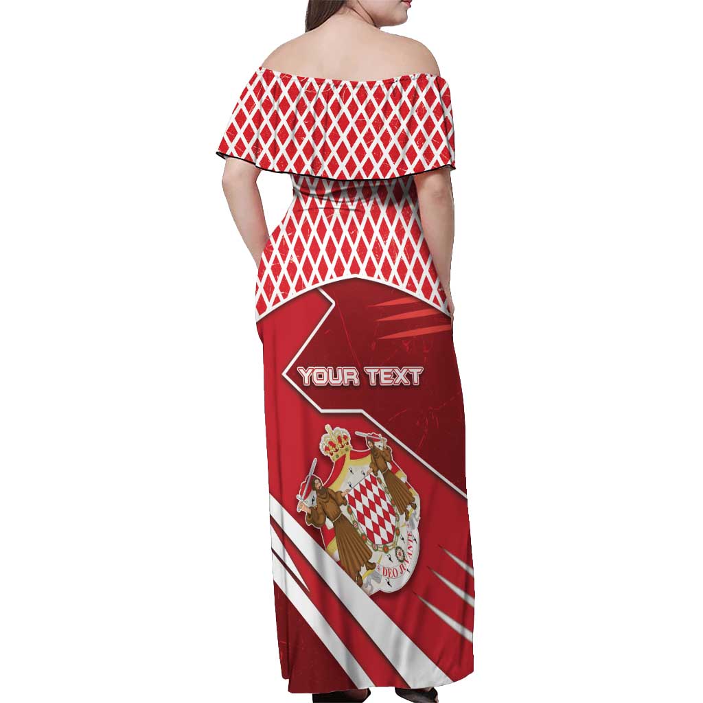 Personalized Monaco Off Shoulder Maxi Dress Coat Of Arms Unique Style - Wonder Print Shop