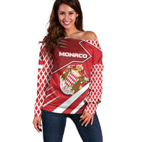 Personalized Monaco Off Shoulder Sweater Coat Of Arms Unique Style - Wonder Print Shop