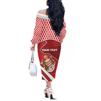 Personalized Monaco Off The Shoulder Long Sleeve Dress Coat Of Arms Unique Style - Wonder Print Shop