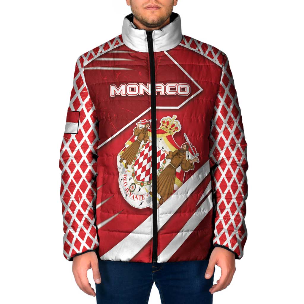 Personalized Monaco Padded Jacket Coat Of Arms Unique Style - Wonder Print Shop