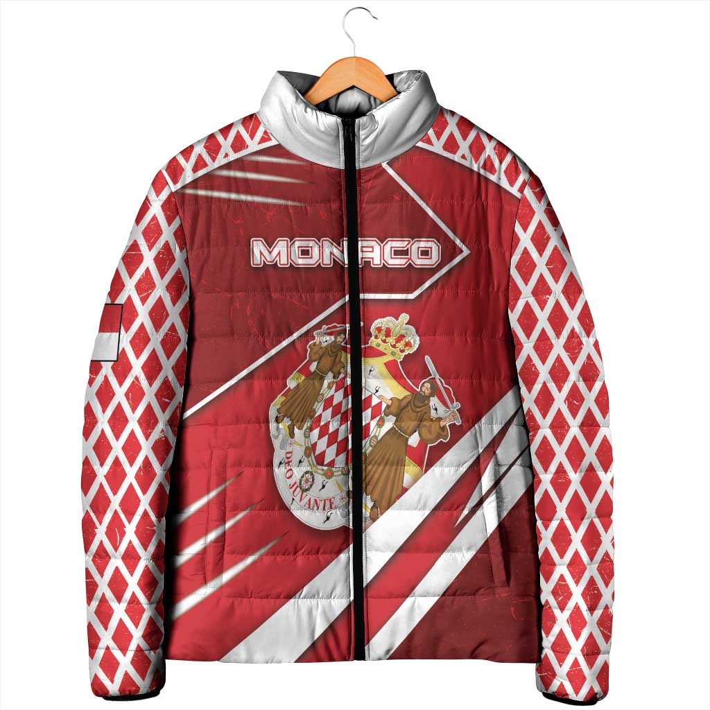 Personalized Monaco Padded Jacket Coat Of Arms Unique Style - Wonder Print Shop