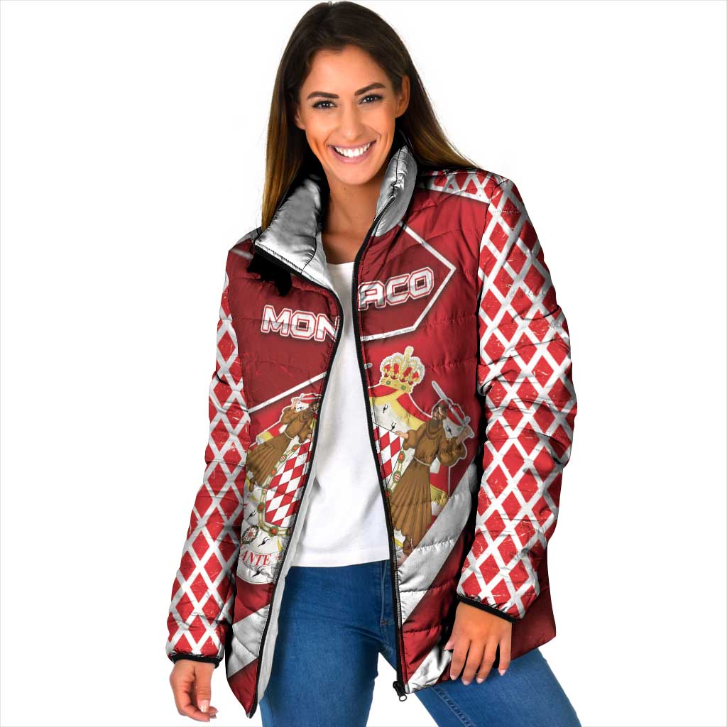 Personalized Monaco Padded Jacket Coat Of Arms Unique Style - Wonder Print Shop