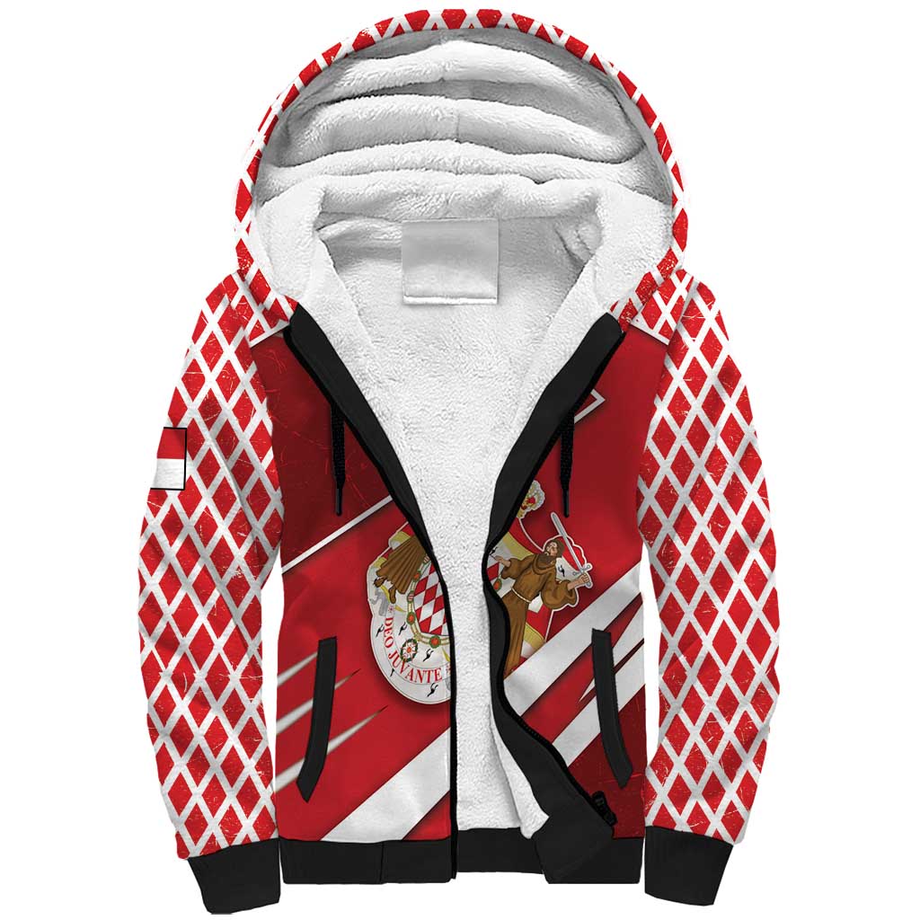 Personalized Monaco Sherpa Hoodie Coat Of Arms Unique Style - Wonder Print Shop