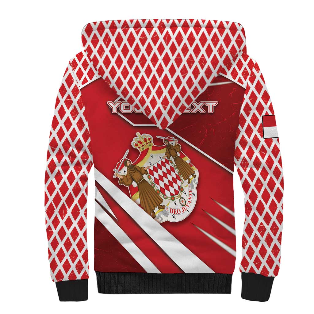 Personalized Monaco Sherpa Hoodie Coat Of Arms Unique Style - Wonder Print Shop