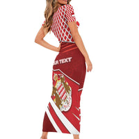 Personalized Monaco Short Sleeve Bodycon Dress Coat Of Arms Unique Style - Wonder Print Shop