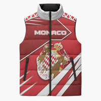 Personalized Monaco Sleeveless Puffer Jacket Coat Of Arms Unique Style - Wonder Print Shop