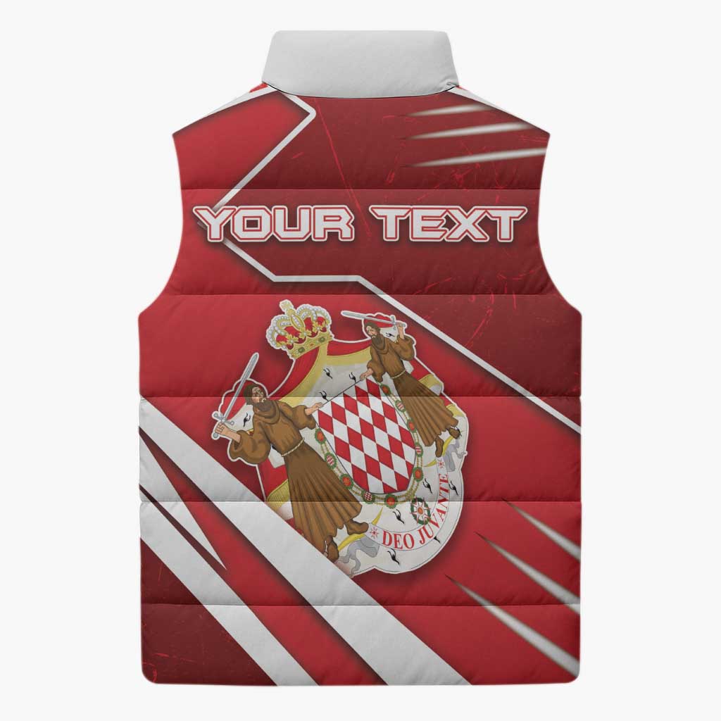 Personalized Monaco Sleeveless Puffer Jacket Coat Of Arms Unique Style - Wonder Print Shop