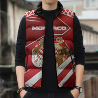 Personalized Monaco Sleeveless Puffer Jacket Coat Of Arms Unique Style - Wonder Print Shop