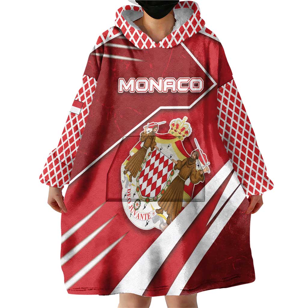 Personalized Monaco Wearable Blanket Hoodie Coat Of Arms Unique Style - Wonder Print Shop