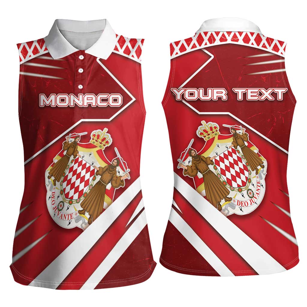 Personalized Monaco Women Sleeveless Polo Shirt Coat Of Arms Unique Style - Wonder Print Shop