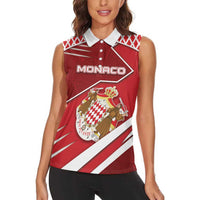 Personalized Monaco Women Sleeveless Polo Shirt Coat Of Arms Unique Style - Wonder Print Shop