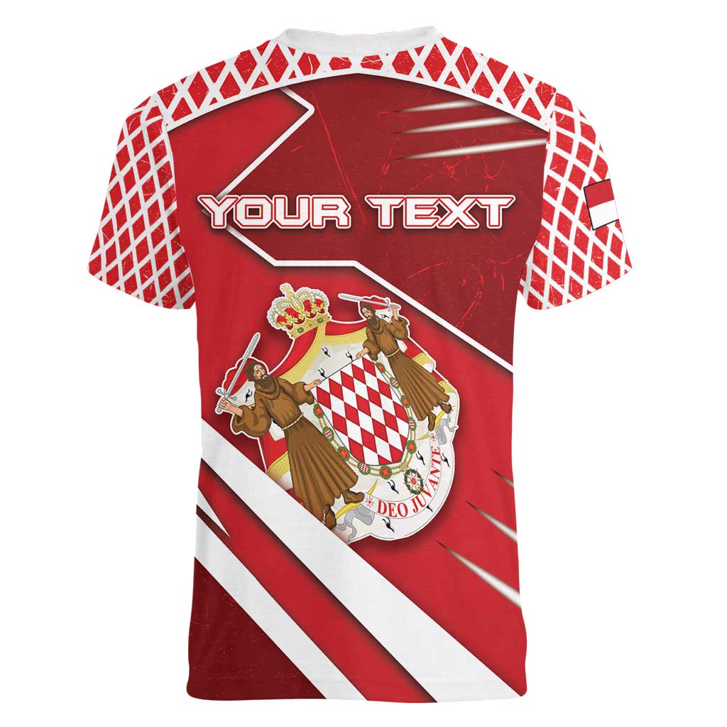 Personalized Monaco Women V-Neck T-Shirt Coat Of Arms Unique Style - Wonder Print Shop