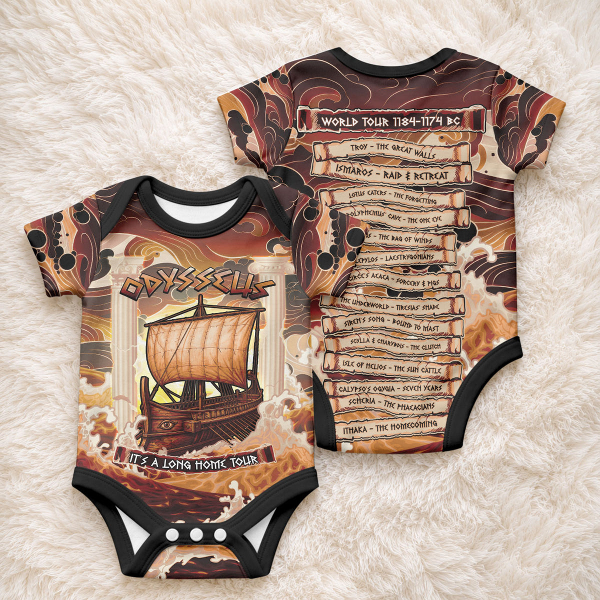 Odysseus World Tour Baby Onesie Ancient Greek Mythology