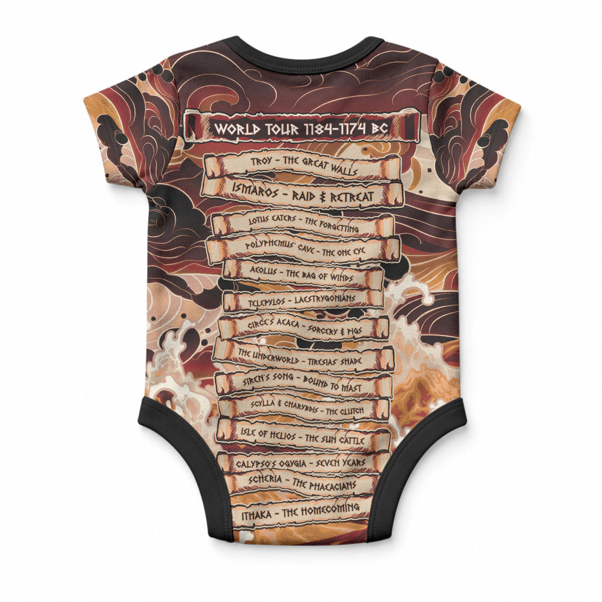 Odysseus World Tour Baby Onesie Ancient Greek Mythology
