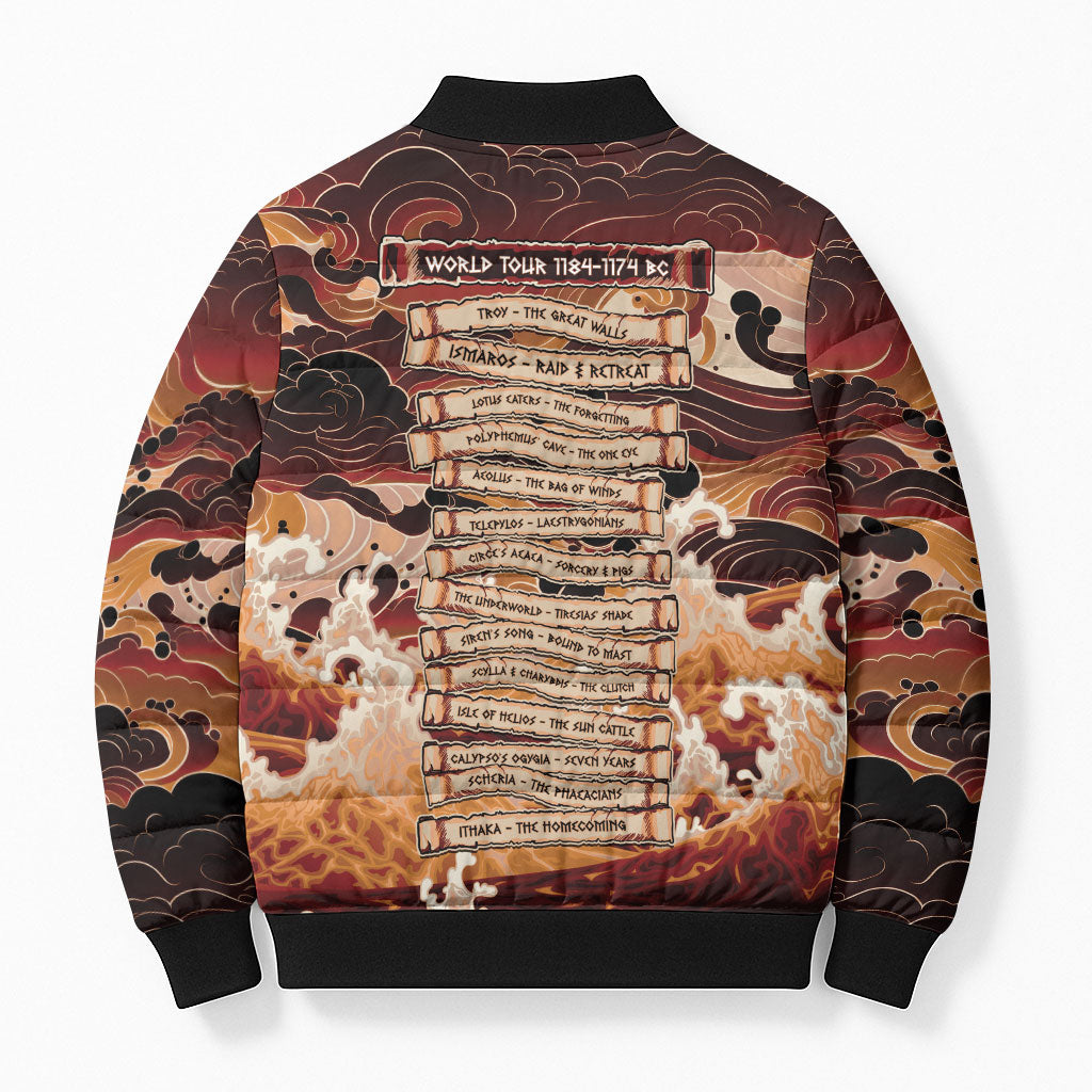 Odysseus World Tour Bomber Puffer Jacket Ancient Greek Mythology