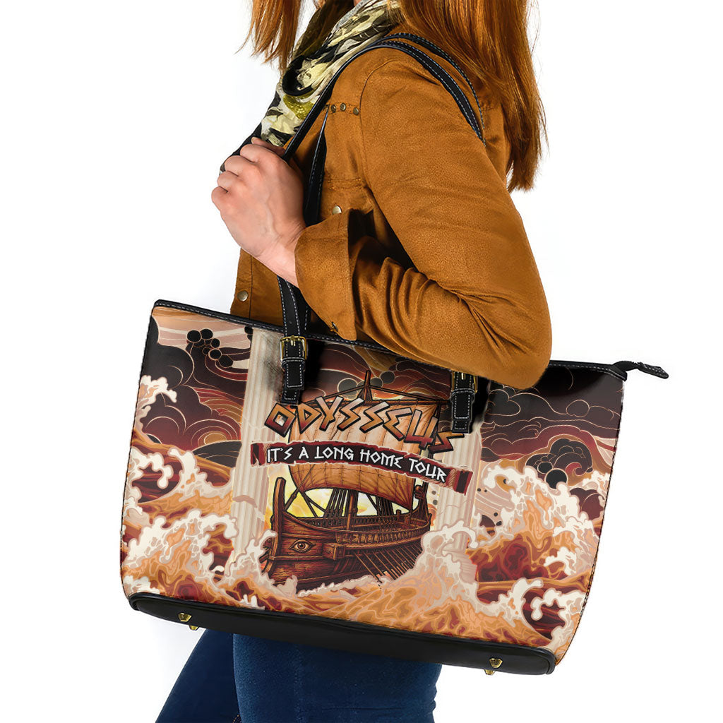 Odysseus World Tour Leather Tote Bag Ancient Greek Mythology