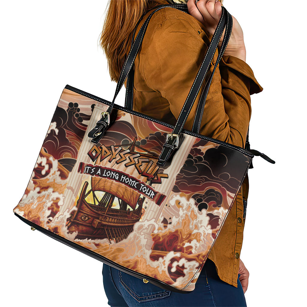 Odysseus World Tour Leather Tote Bag Ancient Greek Mythology