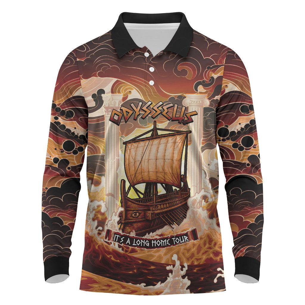 Odysseus World Tour Long Sleeve Polo Shirt Ancient Greek Mythology