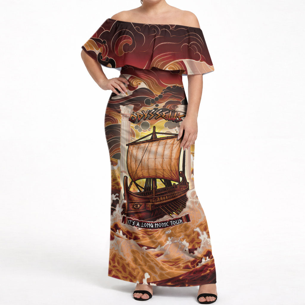 Odysseus World Tour Off Shoulder Maxi Dress Ancient Greek Mythology