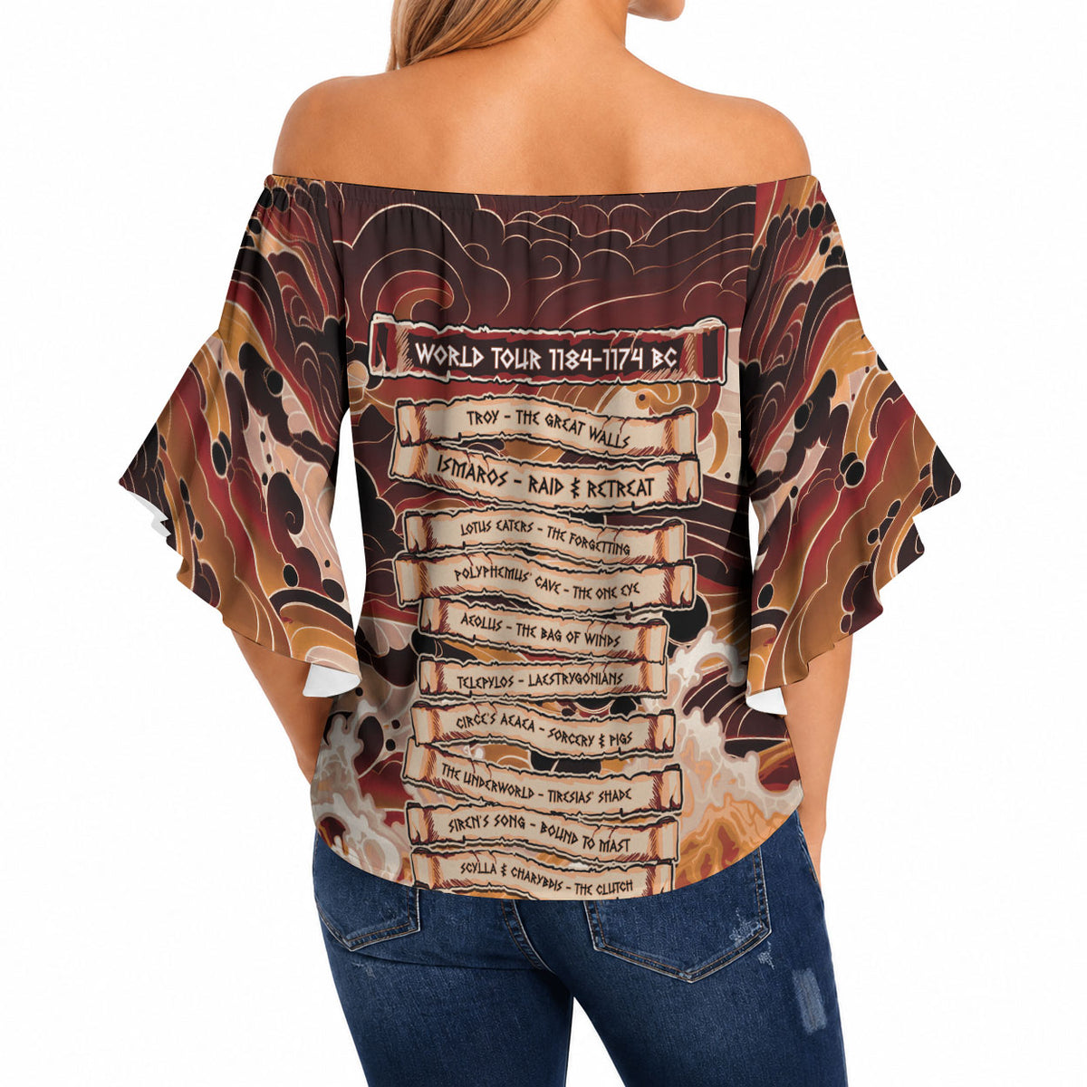 Odysseus World Tour Off Shoulder Wrap Waist Top Ancient Greek Mythology