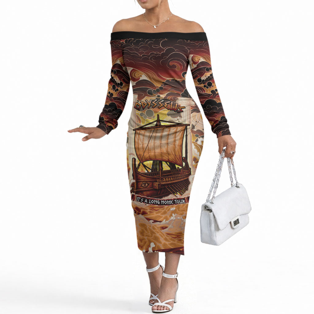 Odysseus World Tour Off The Shoulder Long Sleeve Dress Ancient Greek Mythology