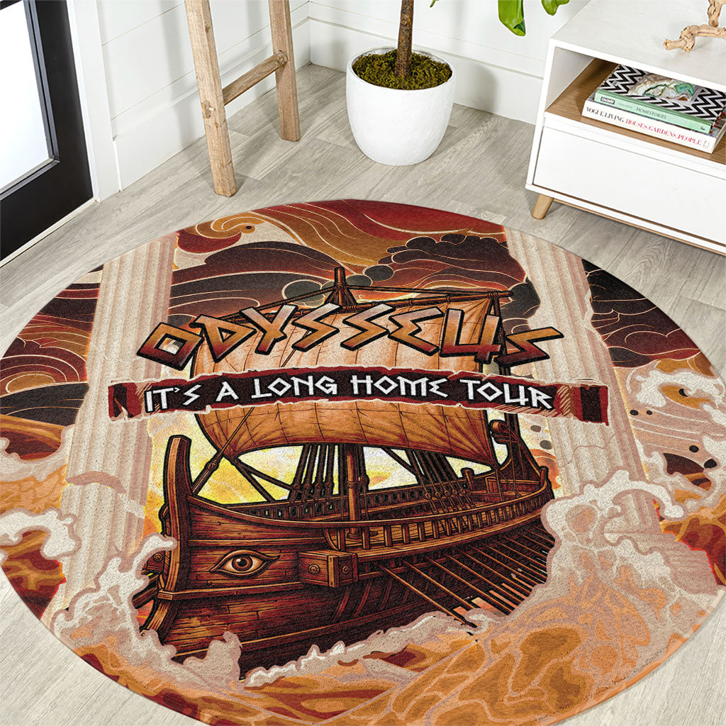 Odysseus World Tour Round Carpet Ancient Greek Mythology