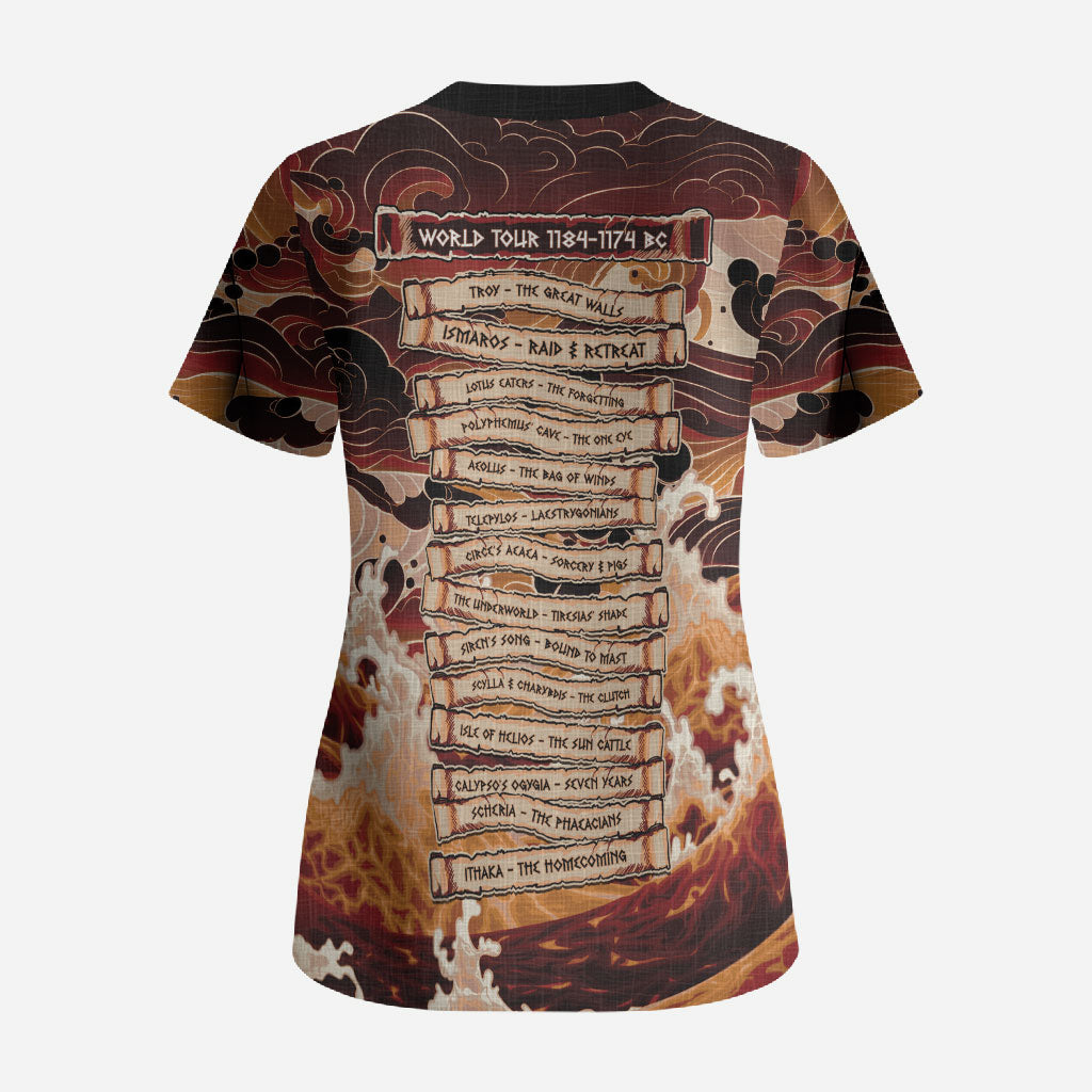 Odysseus World Tour Scrub Top Ancient Greek Mythology
