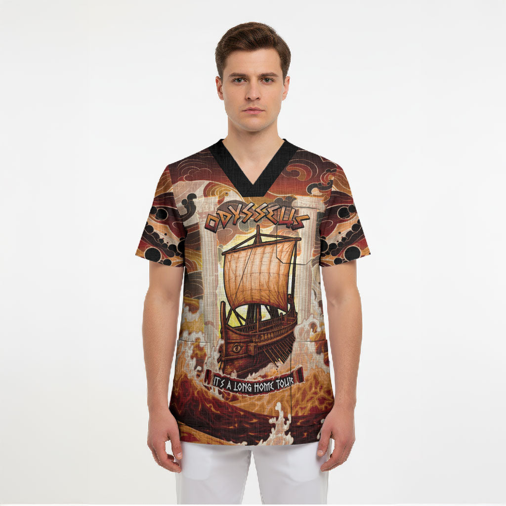 Odysseus World Tour Scrub Top Ancient Greek Mythology
