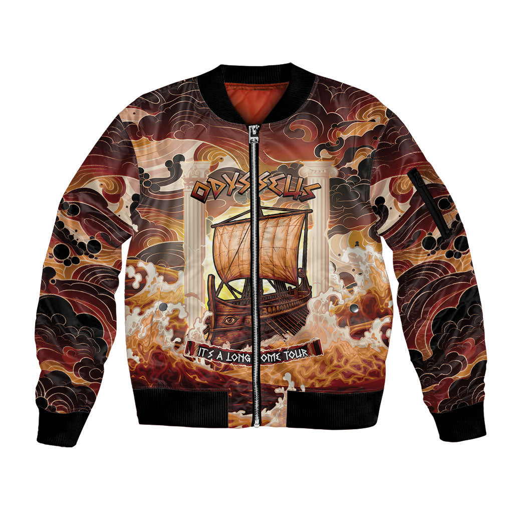 Odysseus World Tour Sleeve Zip Bomber Jacket Ancient Greek Mythology