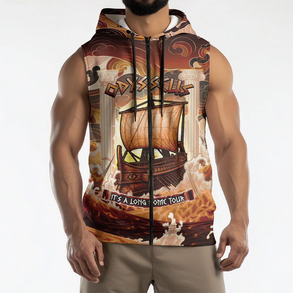 Odysseus World Tour Sleeveless Zip Hoodie Ancient Greek Mythology