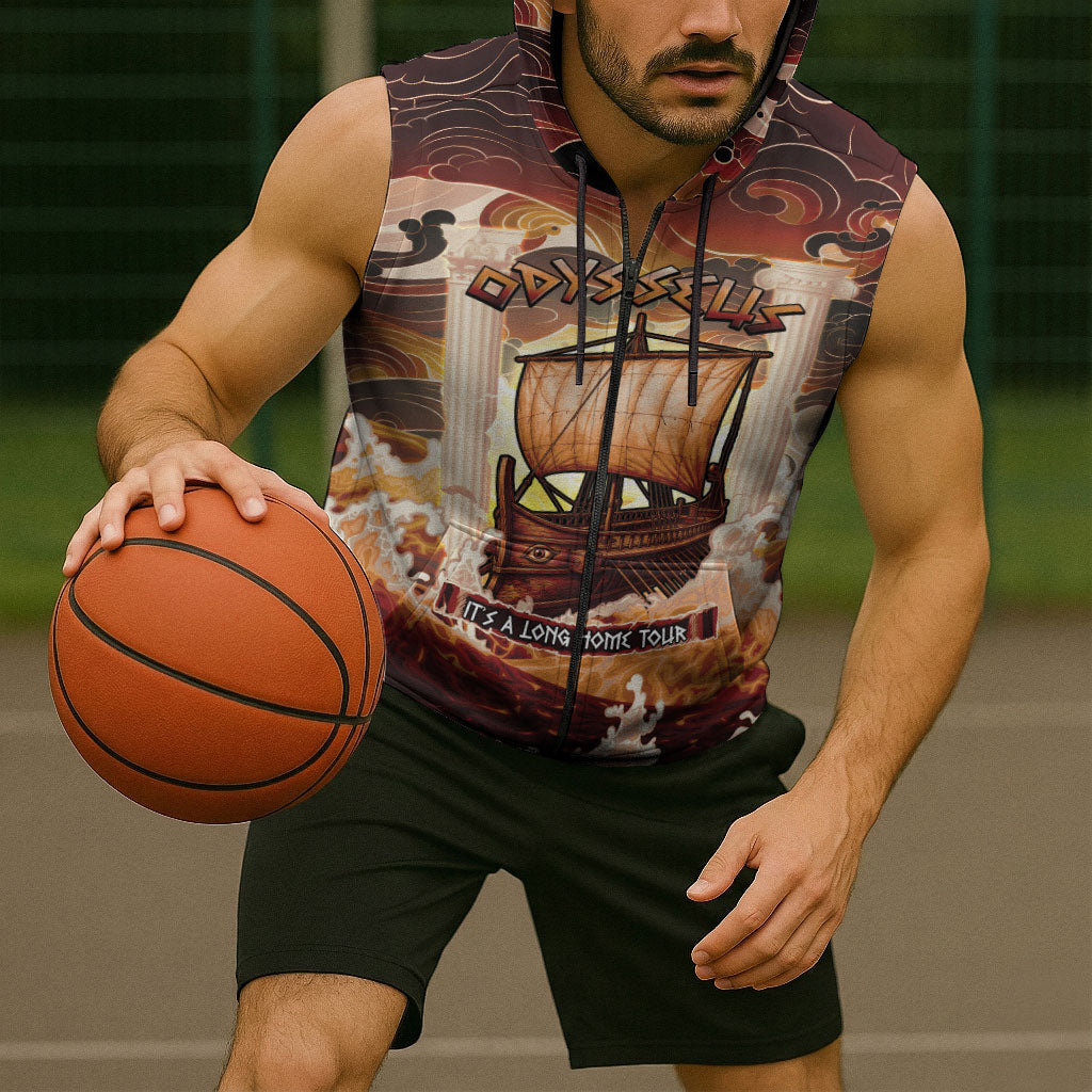 Odysseus World Tour Sleeveless Zip Hoodie Ancient Greek Mythology