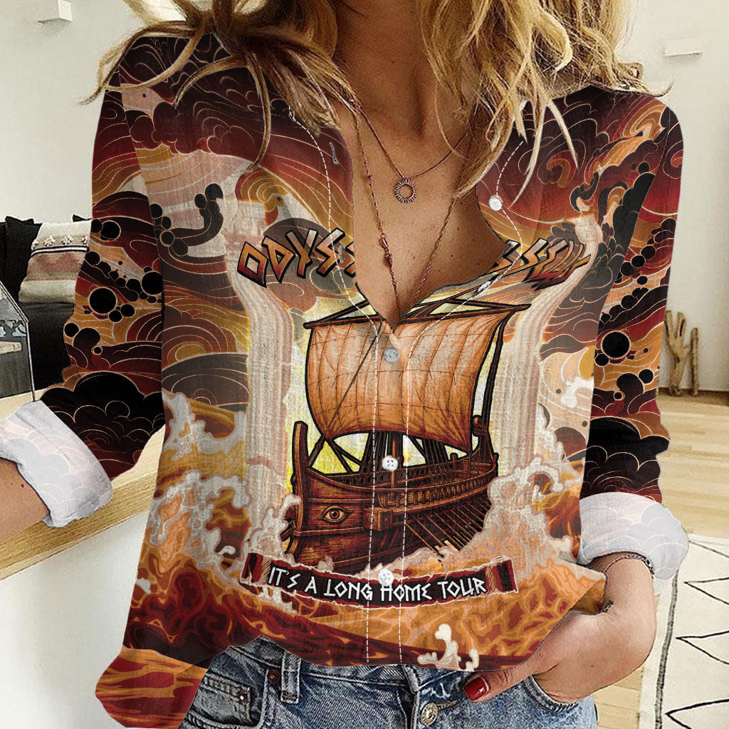 Odysseus World Tour Women Casual Shirt Ancient Greek Mythology