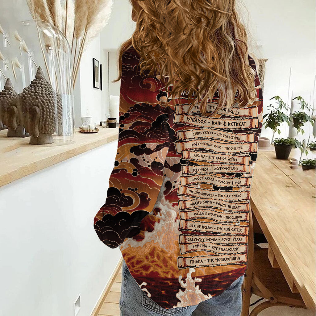 Odysseus World Tour Women Casual Shirt Ancient Greek Mythology