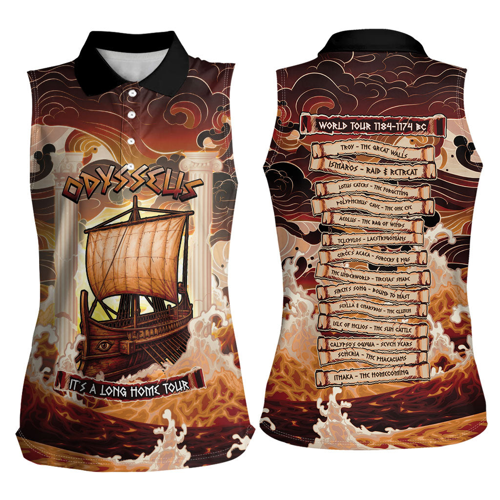 Odysseus World Tour Women Sleeveless Polo Shirt Ancient Greek Mythology