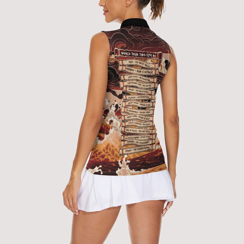 Odysseus World Tour Women Sleeveless Polo Shirt Ancient Greek Mythology