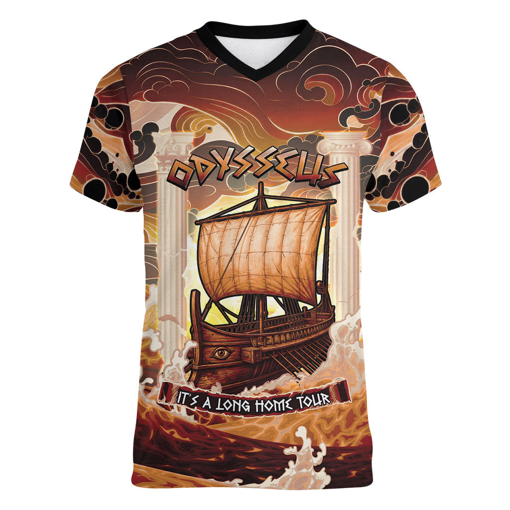 Odysseus World Tour Women V-Neck T-Shirt Ancient Greek Mythology