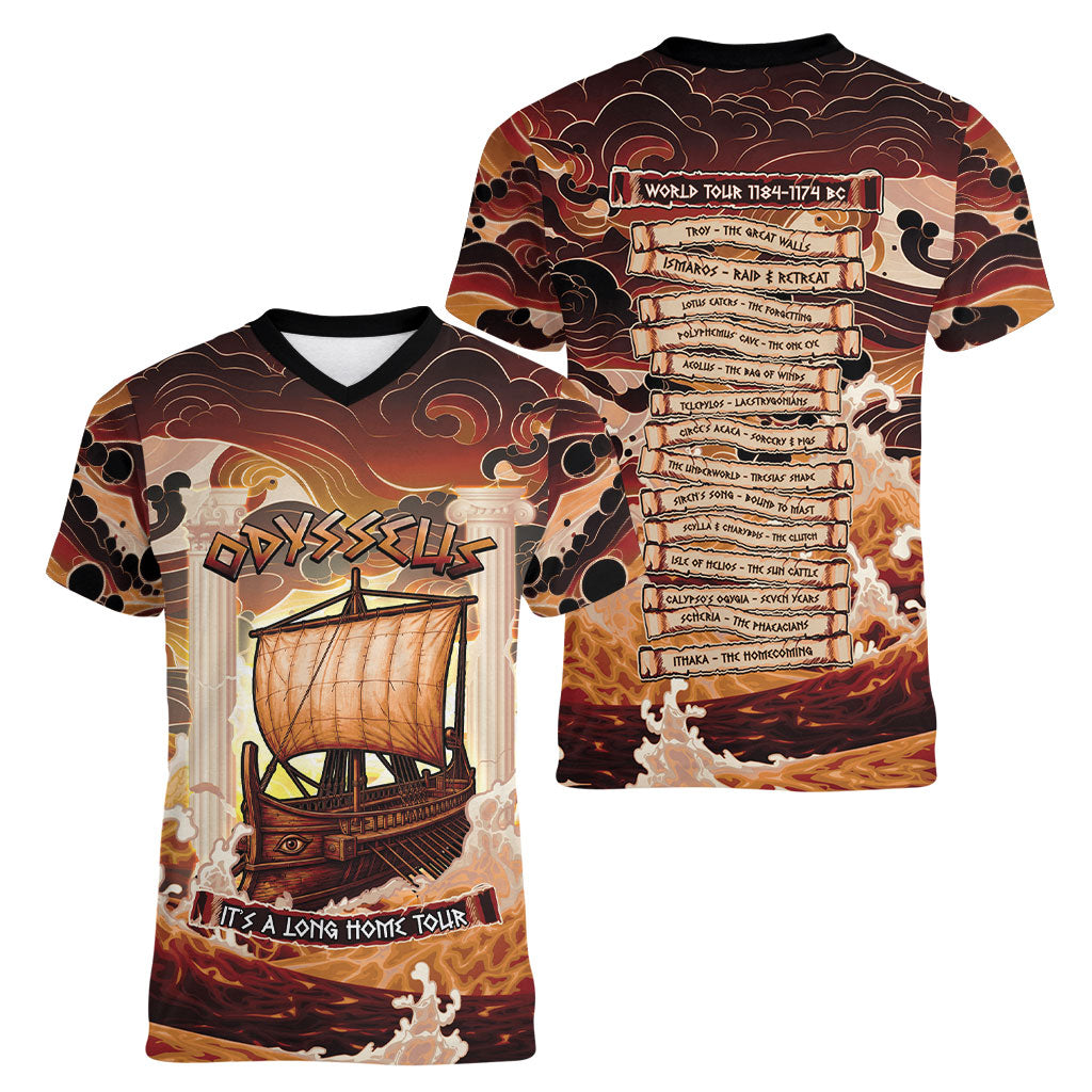 Odysseus World Tour Women V-Neck T-Shirt Ancient Greek Mythology