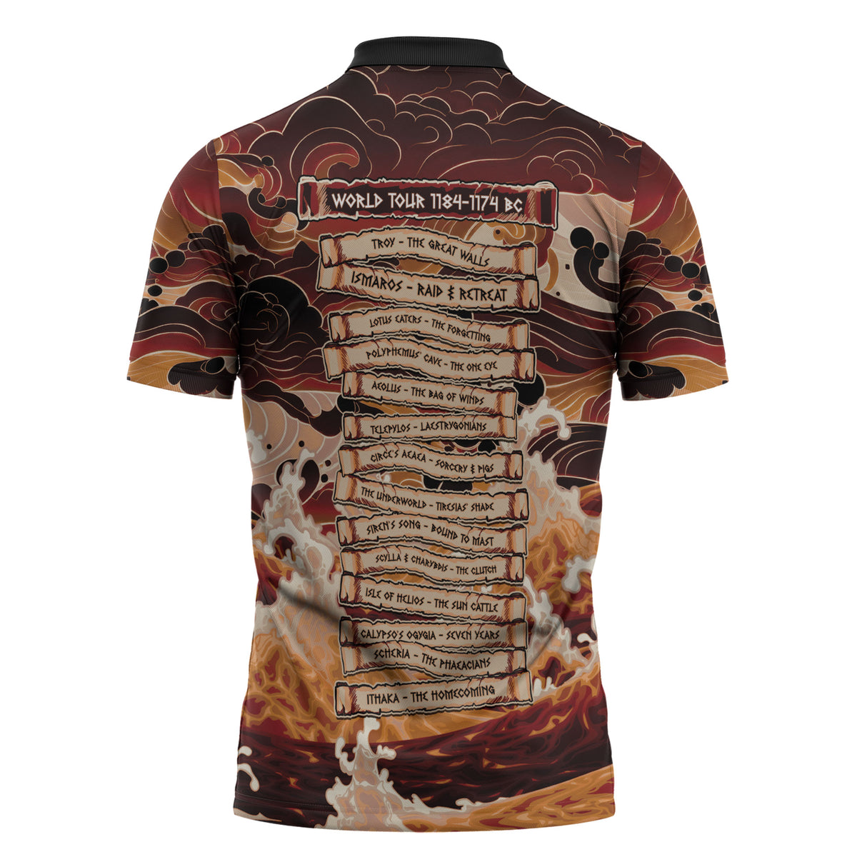 Odysseus World Tour Zipper Polo Shirt Ancient Greek Mythology