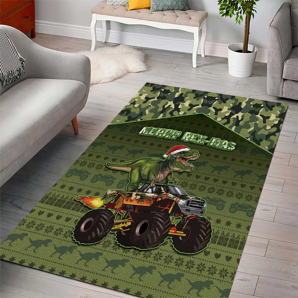 Dinosaur Christmas Area Rug Merry Rexmas - Wonder Print Shop