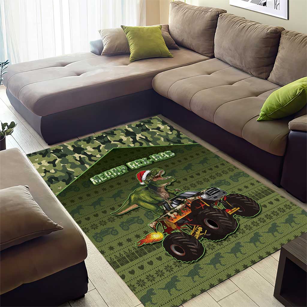 Dinosaur Christmas Area Rug Merry Rexmas - Wonder Print Shop
