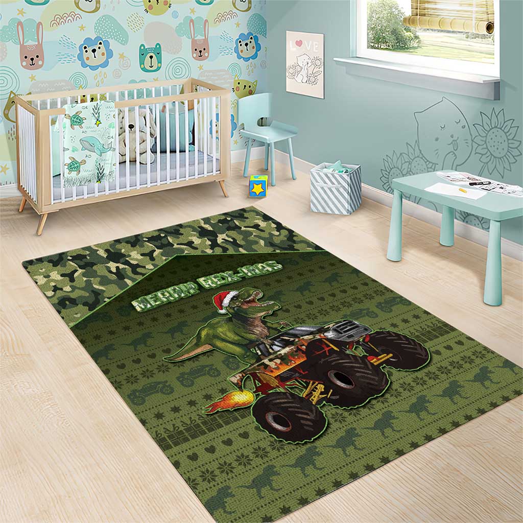 Dinosaur Christmas Area Rug Merry Rexmas - Wonder Print Shop