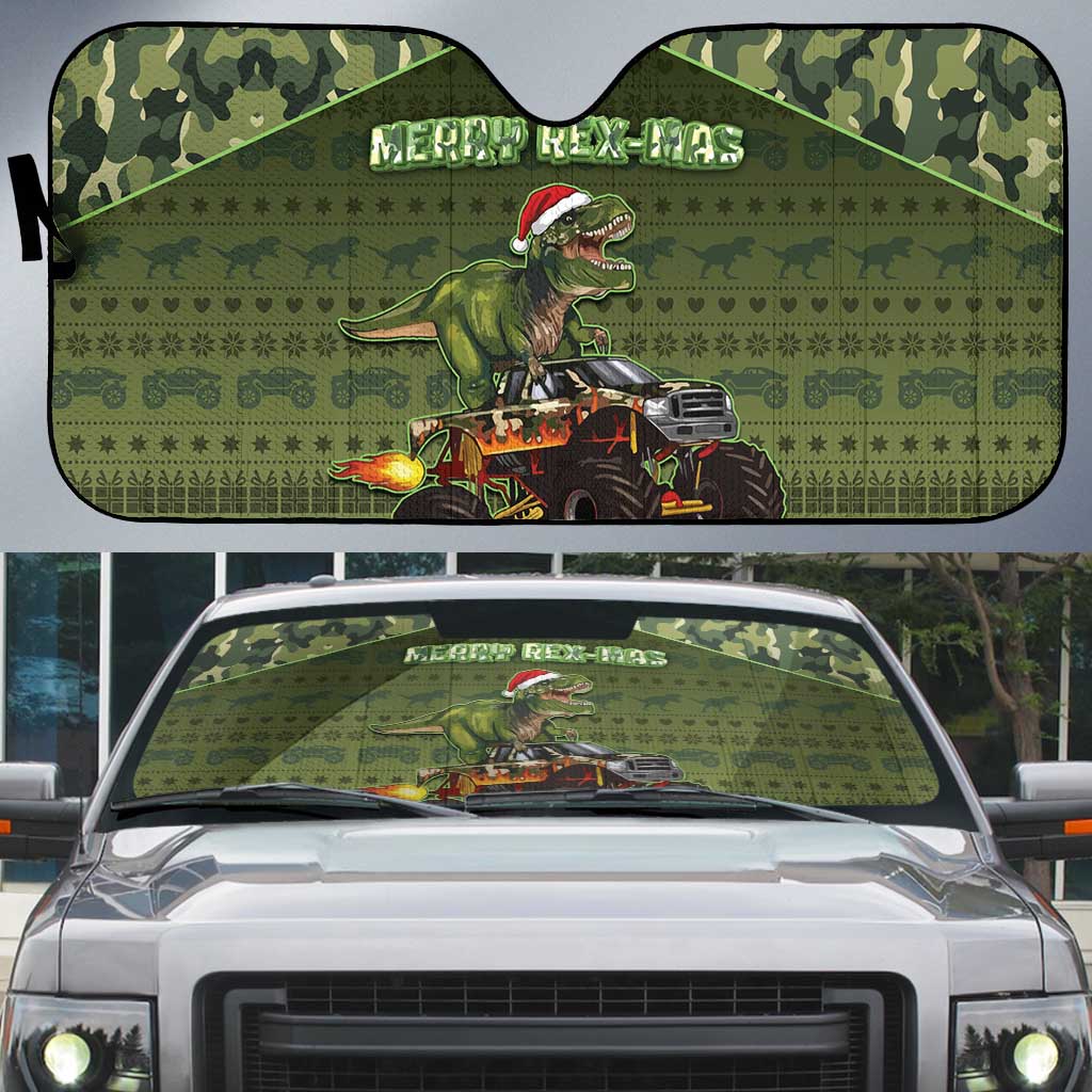 Dinosaur Christmas Auto Sun Shade Merry Rexmas - Wonder Print Shop