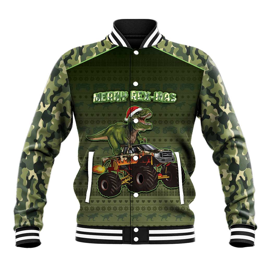 Dinosaur Christmas Baseball Jacket Merry Rexmas - Wonder Print Shop