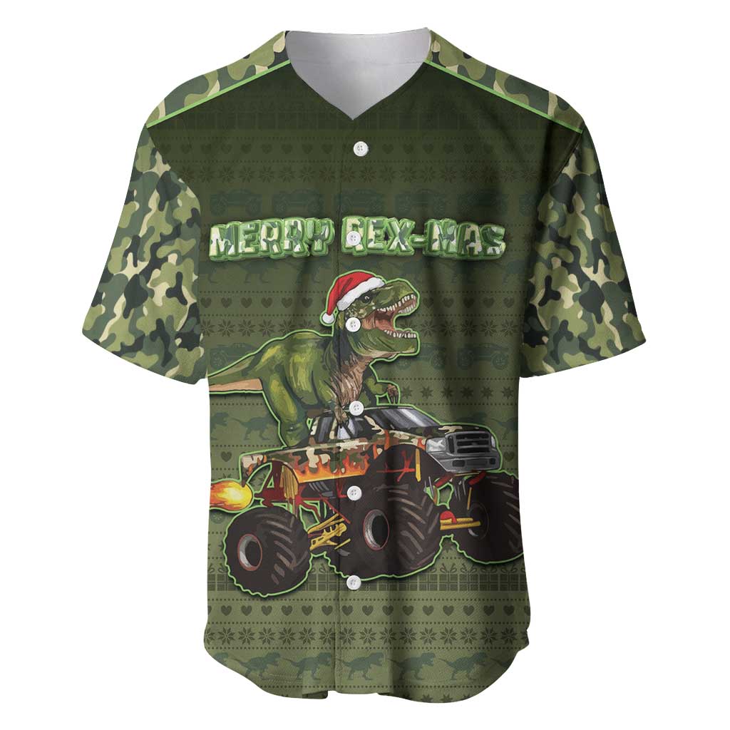 Dinosaur Christmas Baseball Jersey Merry Rexmas - Wonder Print Shop