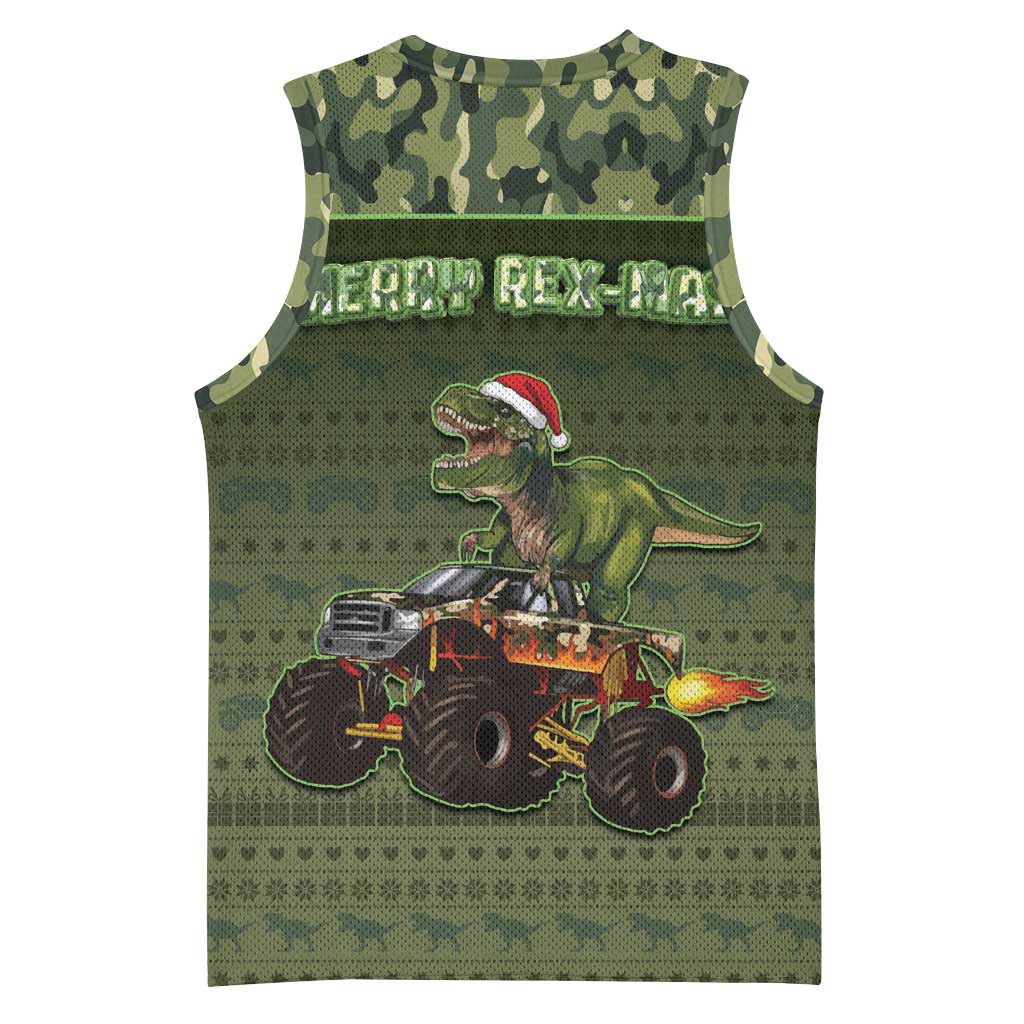 Dinosaur Christmas Basketball Jersey Merry Rexmas - Wonder Print Shop