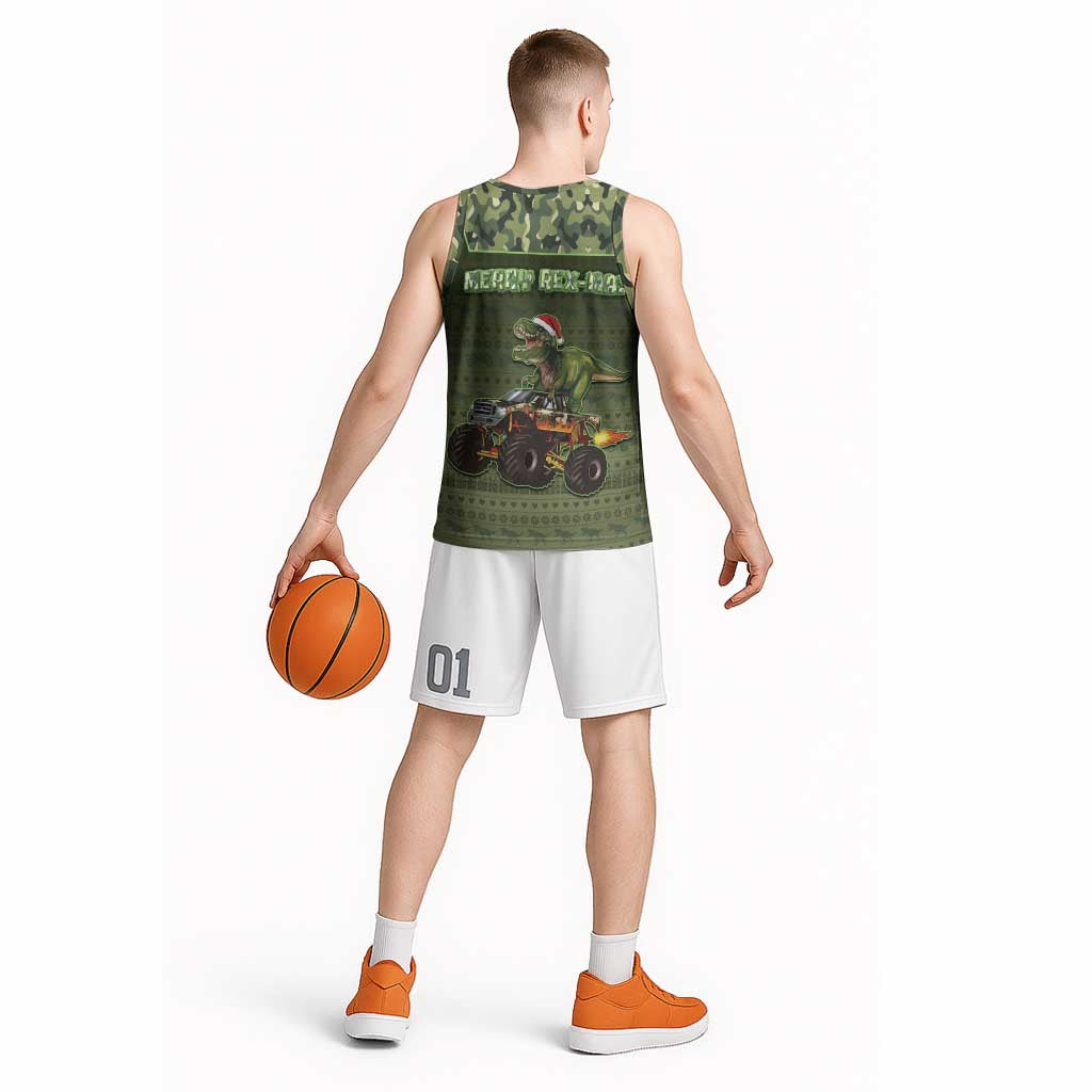 Dinosaur Christmas Basketball Jersey Merry Rexmas - Wonder Print Shop
