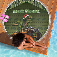 Dinosaur Christmas Beach Blanket Merry Rexmas - Wonder Print Shop