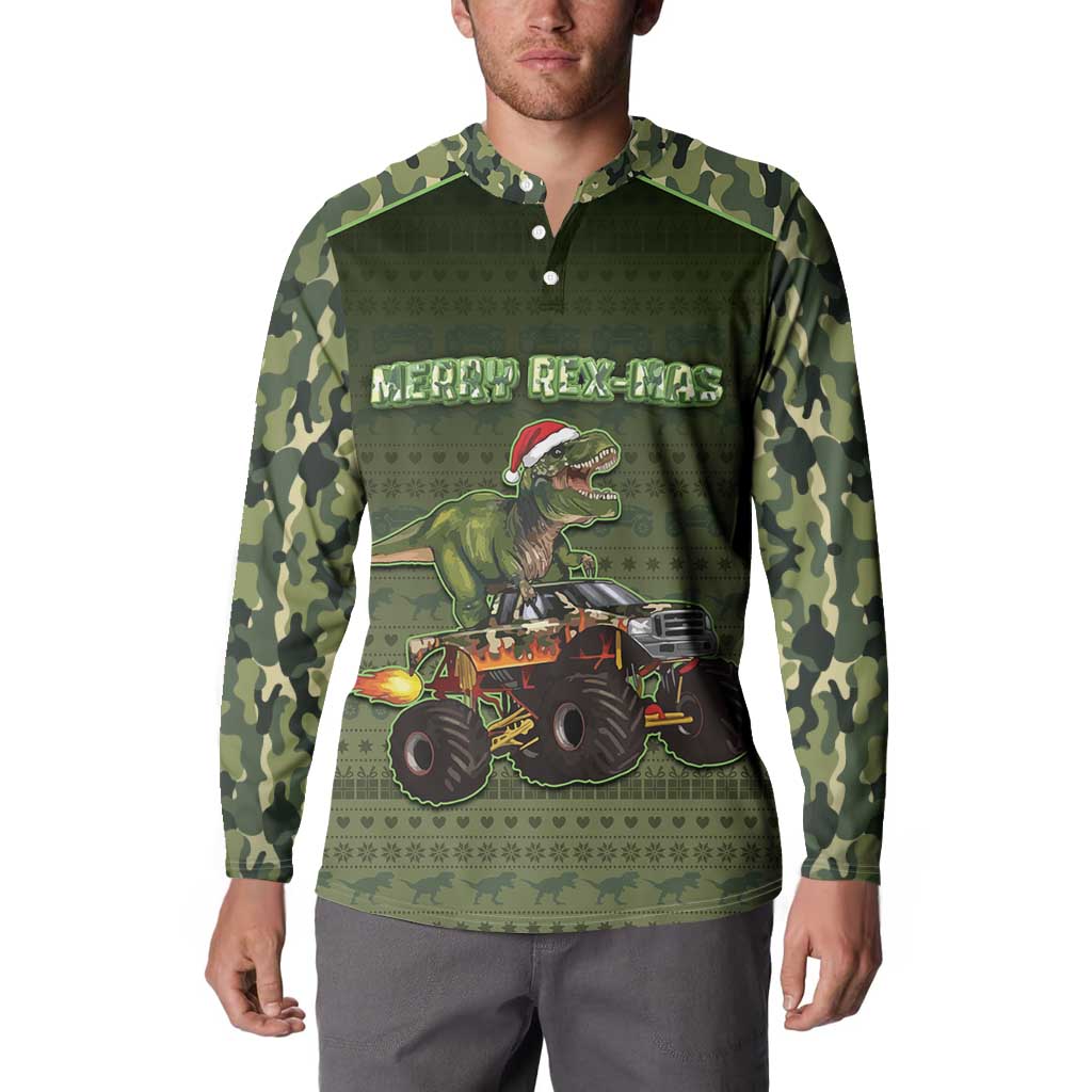 Dinosaur Christmas Button Sweatshirt Merry Rexmas - Wonder Print Shop