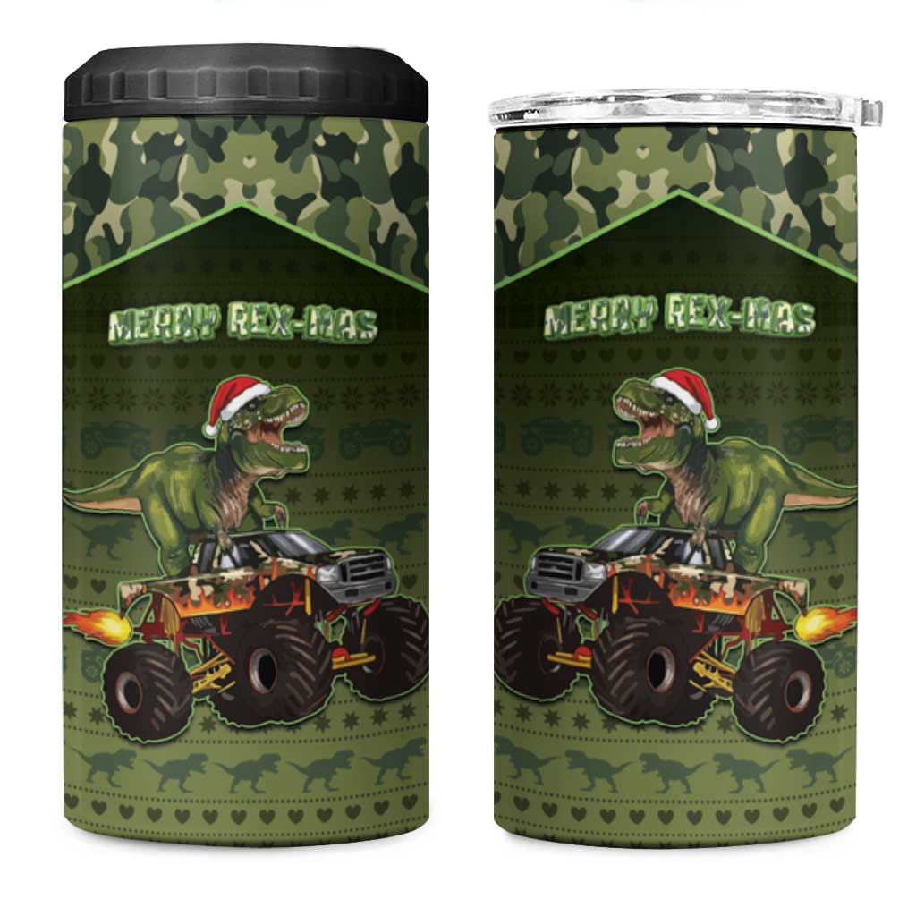 Dinosaur Christmas 4 in 1 Can Cooler Tumbler Merry Rexmas - Wonder Print Shop