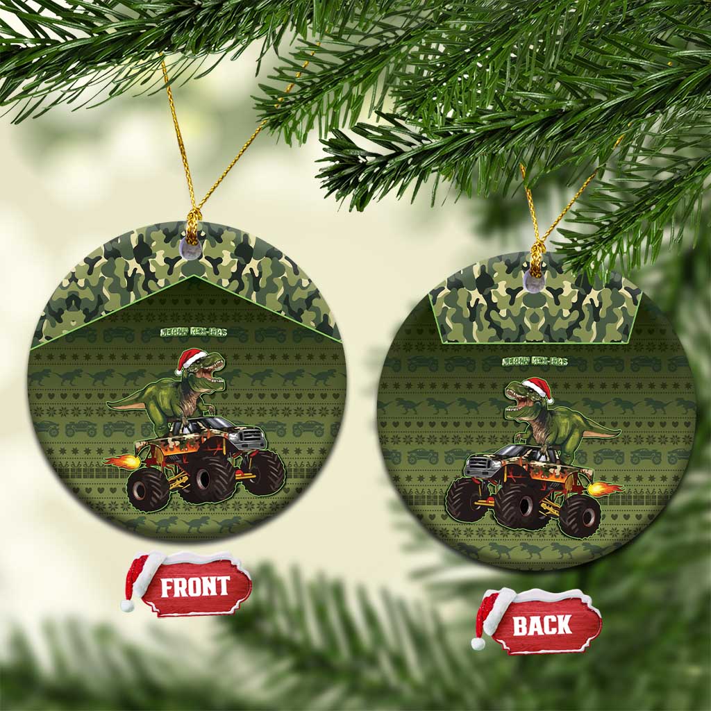 Dinosaur Christmas Ceramic Ornament Merry Rexmas - Wonder Print Shop